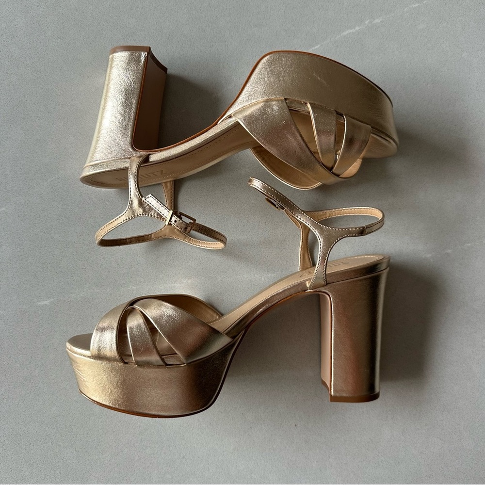 *NWT* Shutz Platform Heels | Gold Leather | Size 8.5